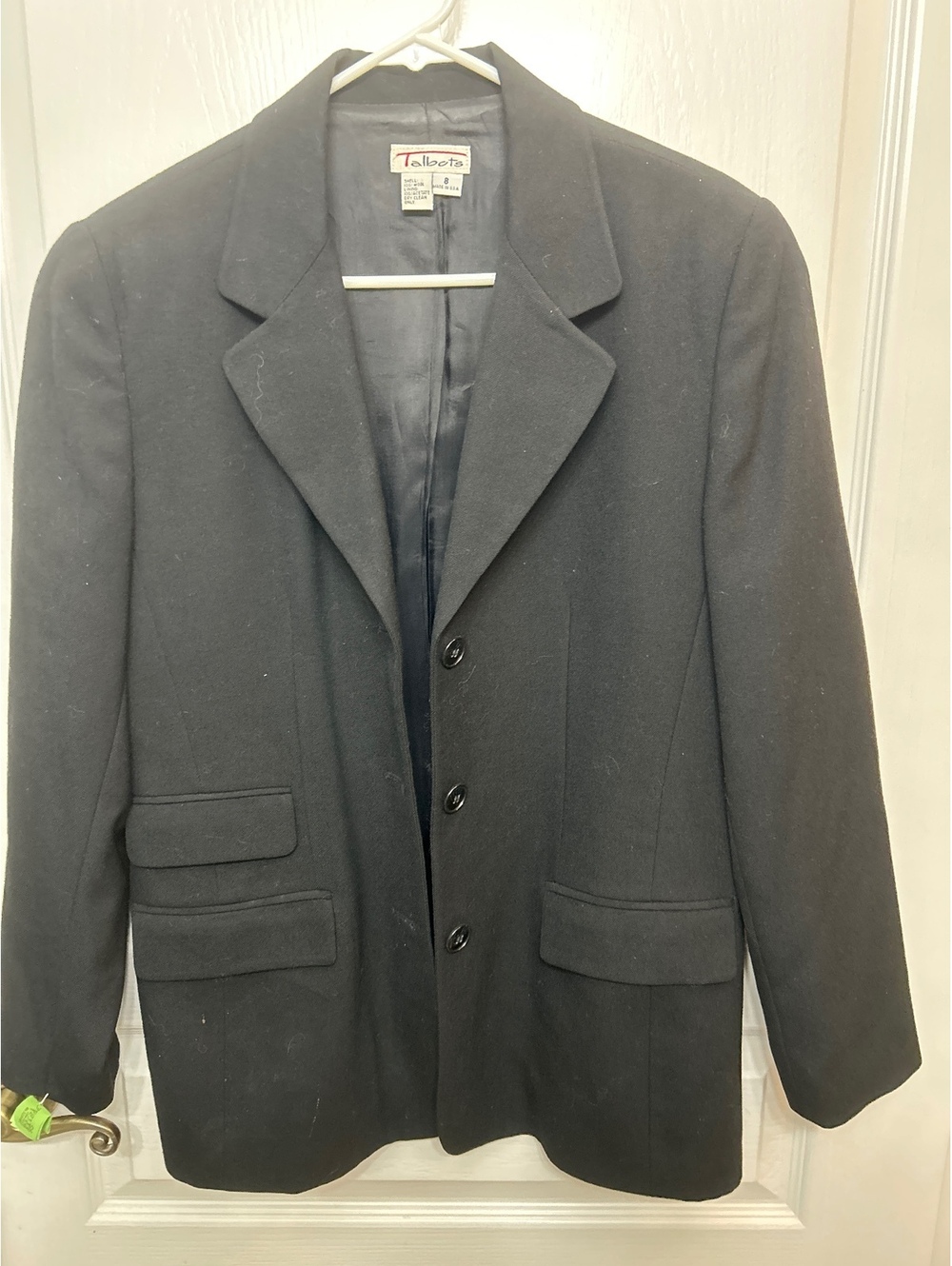 Talbots Black Wool Blazer Jacket Size 8